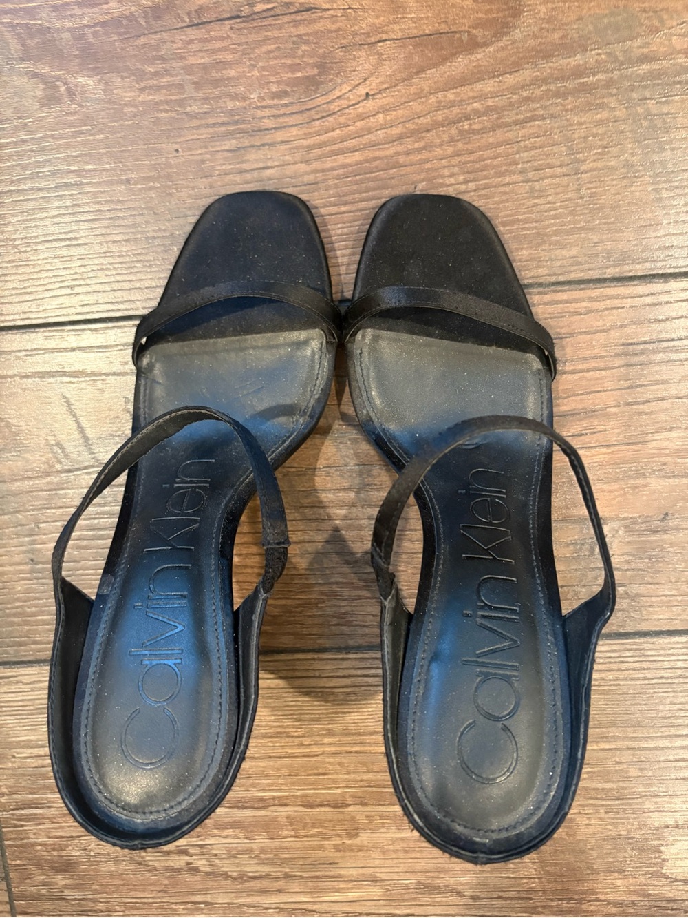 Calvin Klein Black Slingback Square-Toe Heels